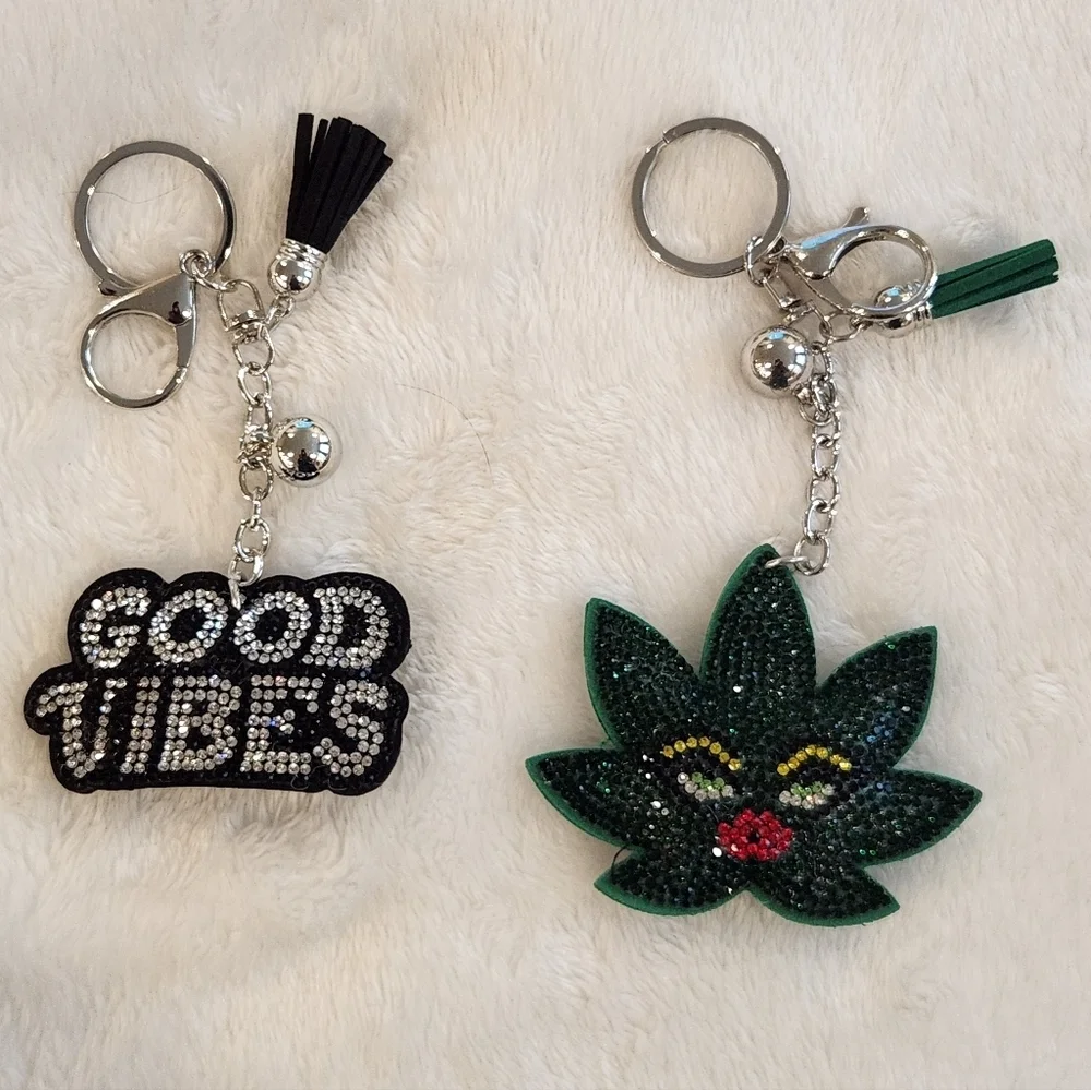 Weed Plant Keychain Bag Charm